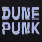 Bold typography with glitch effect on dark background reading Dune Punk suitable for Graphics Photoshop effects. Ideal for graphic designers and digital artwork.