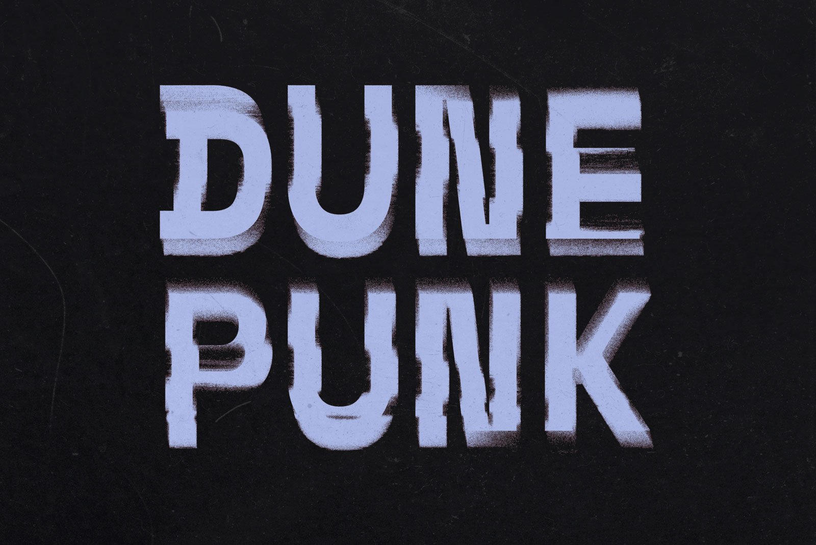 Bold typography with glitch effect on dark background reading Dune Punk suitable for Graphics Photoshop effects. Ideal for graphic designers and digital artwork.