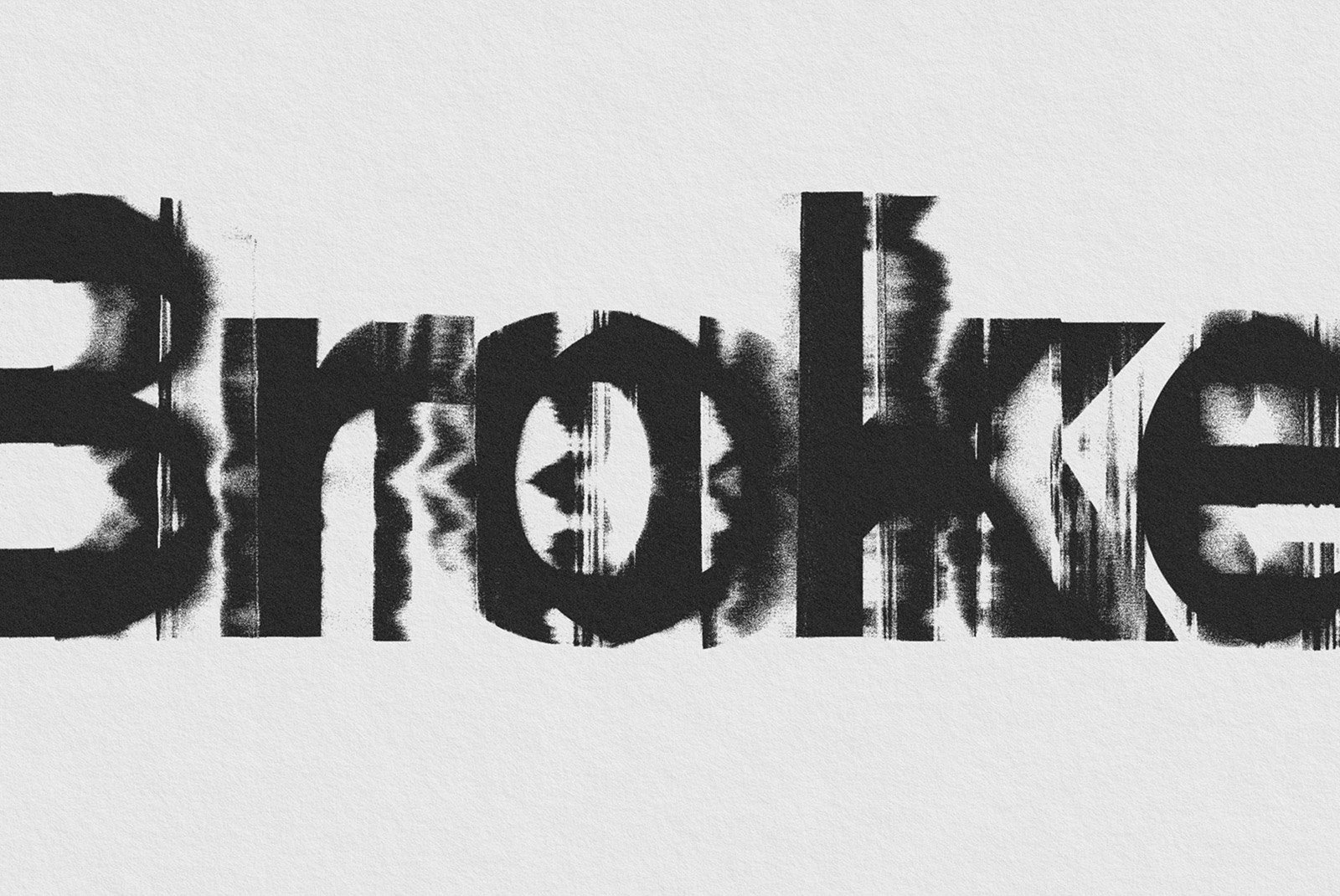 Distorted broken typography effect in black on white background Photoshop effects digital asset for graphic designers printable designs posters and covers
