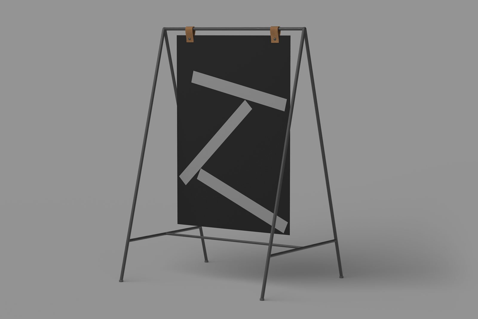 Blank black billboard mockup with geometric design isolated on grey background perfect for graphic designers digital assets print design advertising branding.