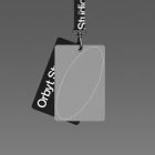 Gray and black lanyard name tag mockup with abstract design isolated on a plain background. Ideal for graphic designers looking for print mockups and branding templates.