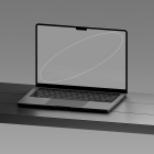 Tech mockup for graphic designers featuring a sleek laptop with a blank screen perfect for showcasing digital designs and web layouts on a modern gray background