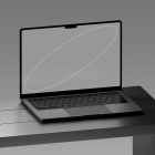 Laptop mockup on a sleek desk for tech mockup projects ideal for graphic designers looking for realistic and modern presentation templates digital assets