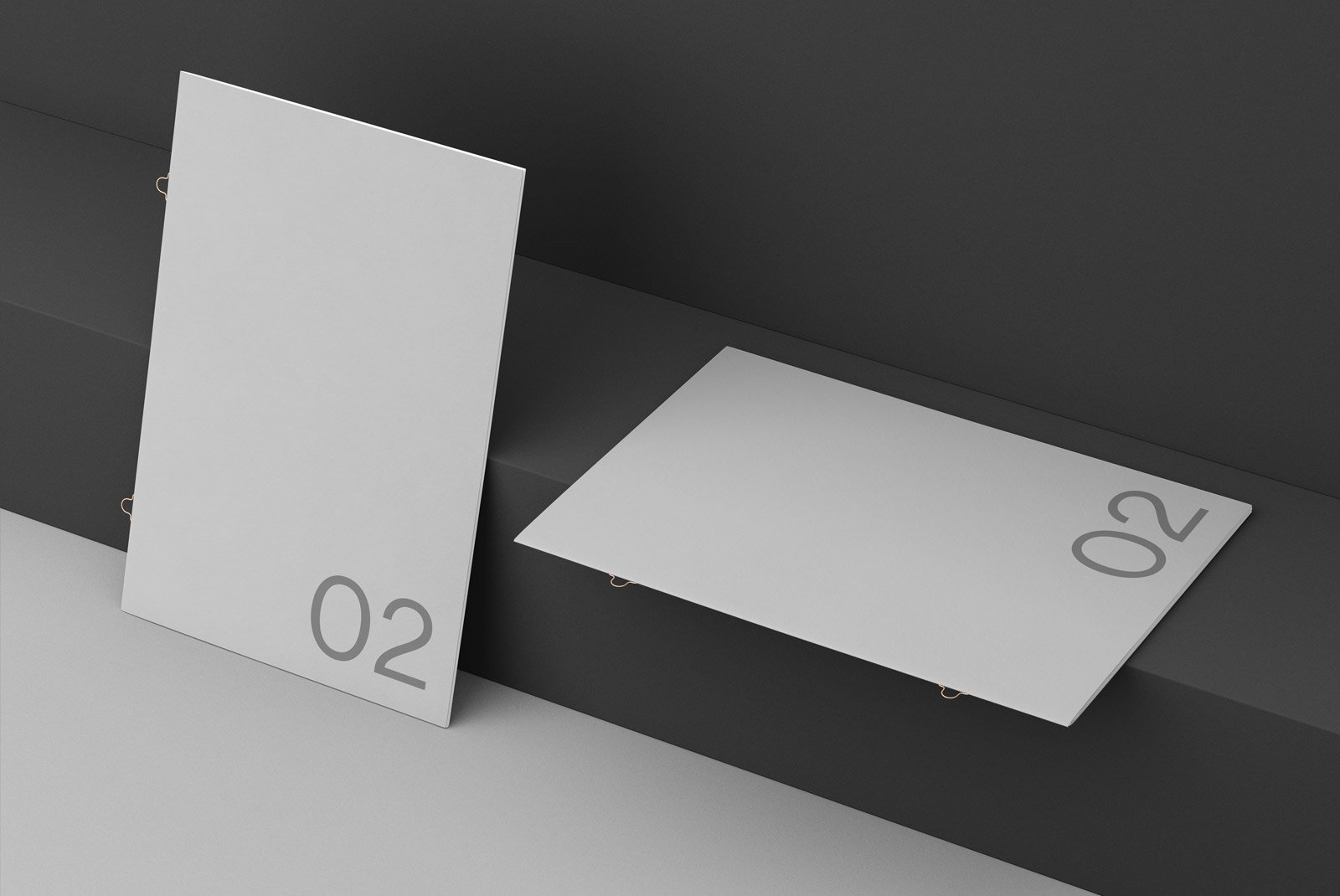 Vertical and horizontal poster mockup scene featuring two numbered sheets with modern design. Perfect for showcasing print mockups, minimalist templates, graphic design.