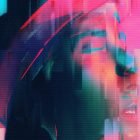 Abstract digital artwork with vibrant colors and glitch effects showing a person's face suitable for graphics and Photoshop effects categories for designers.