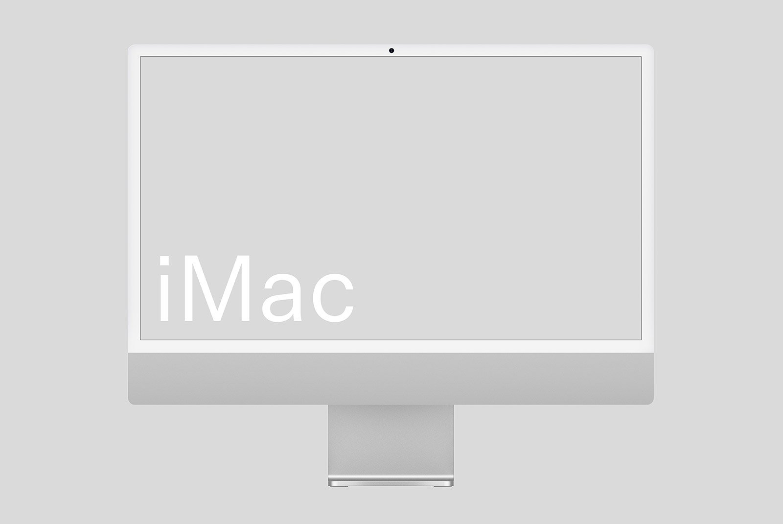 iMac mockup in a flat design. Ideal for showcasing website designs, digital art, and tech mockup presentations. Perfect for graphic designers and creatives.