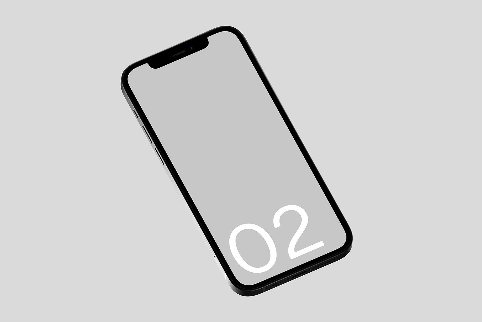 Isometric smartphone mockup isolated on light background number 02 on the screen ideal for tech mockups graphic designers digital assets PSD download