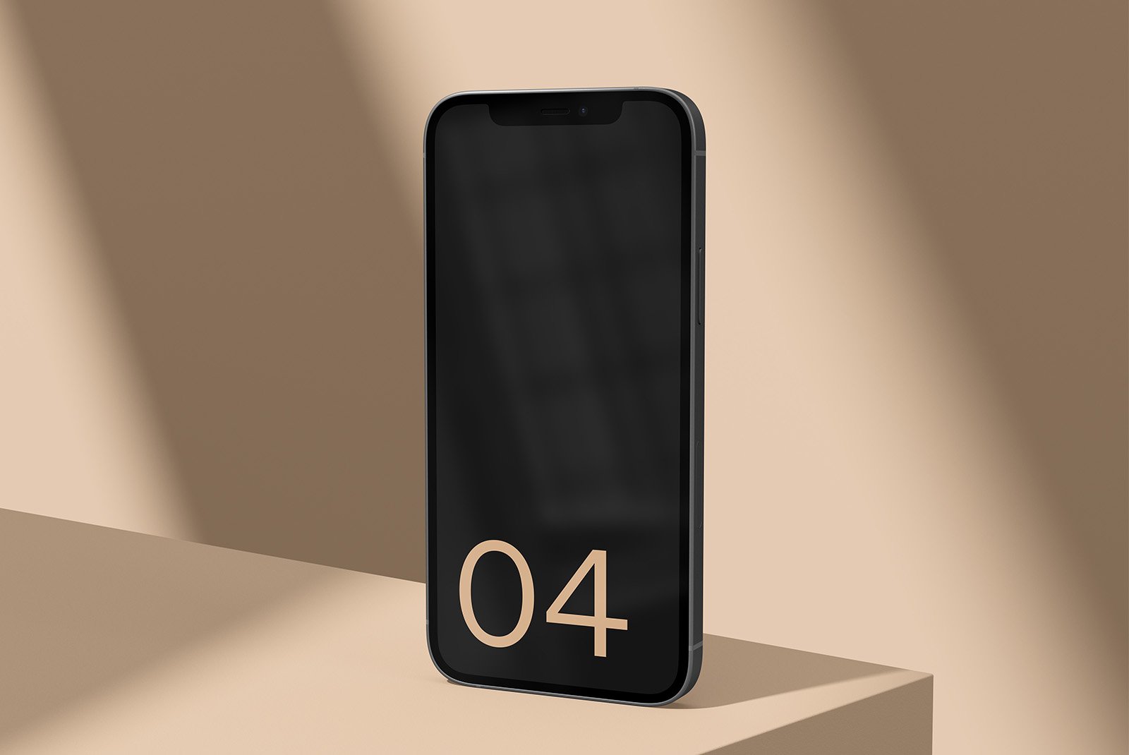 iPhone screen mockup modern design minimalist beige background tech mockups digital assets mobile device presentation graphic design tools resources