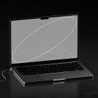 Laptop with a slim design displaying a blank screen suitable for showcasing tech mockups dark background digital assets for graphic designers SEO optimized