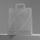 Minimalist gray paper bag mockup in a studio setting perfect for showcasing packaging designs high-quality PSD for graphic designers high-resolution.