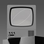 Black and white vintage TV mockup on gray background perfect for digital assets and tech mockups targeting graphic designers in various design projects.