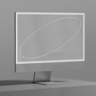 Minimalist tech mockup featuring a sleek computer monitor on a gray surface, perfect for showcasing digital designs and website layouts to graphic designers.