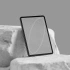 Tablet tech mockup with blank screen in modern minimalist stone setting perfect for graphic designers digital asset store branding presentations and designs
