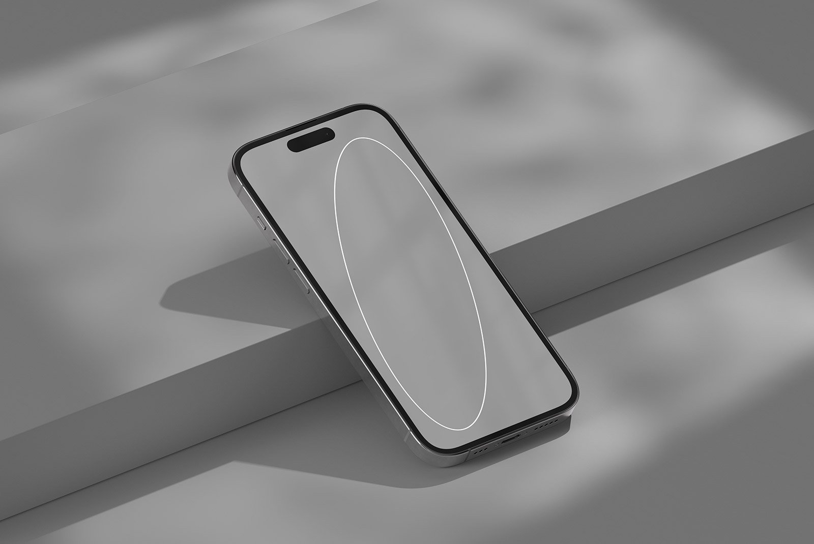 Minimalist tech mockup featuring a smartphone on a geometric surface perfect for graphic designers working on sleek and modern digital presentations and app designs