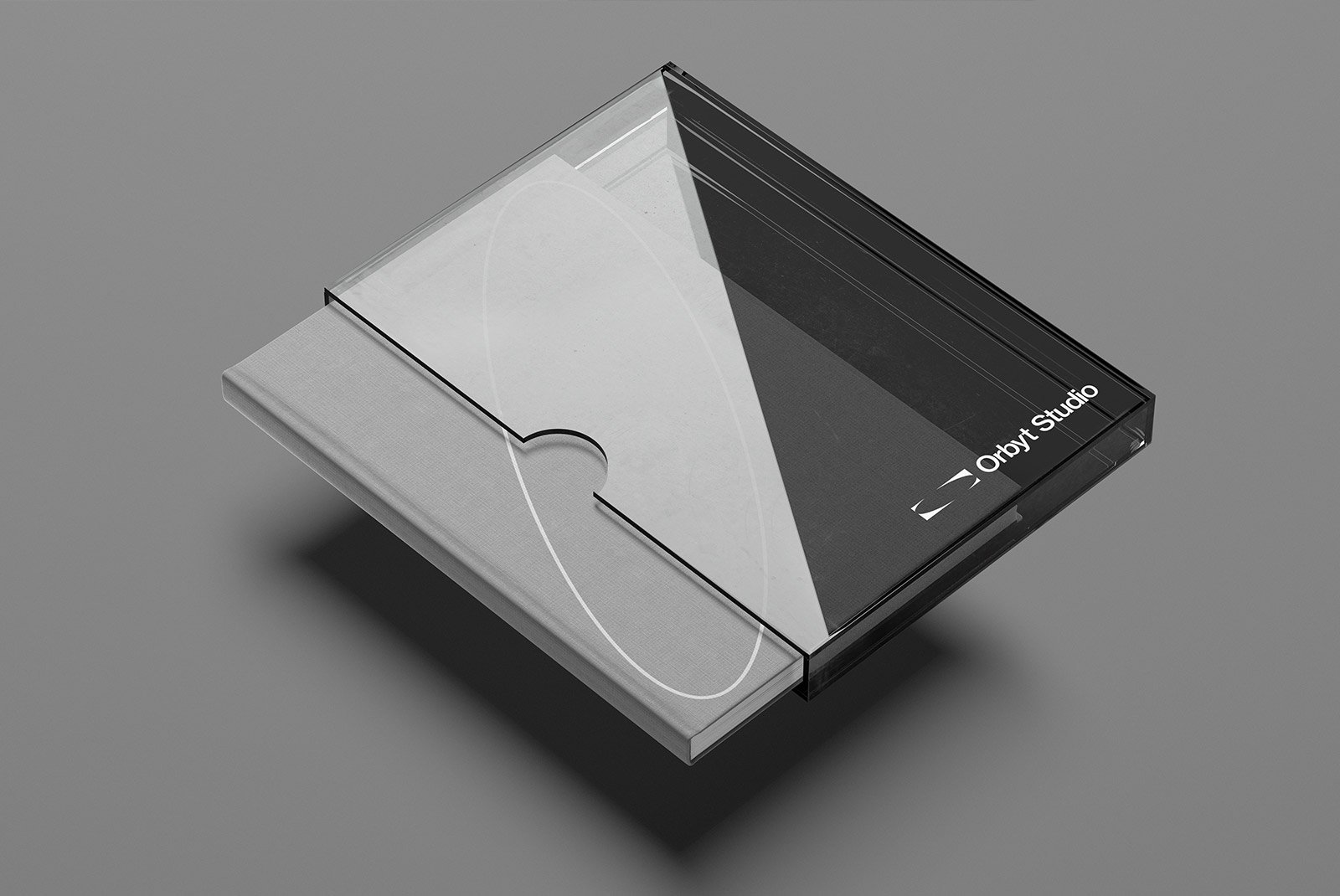 Clear CD case mockup on a gray background, ideal for graphic designers seeking packaging mockups, print mockups, or tech mockups for digital assets.