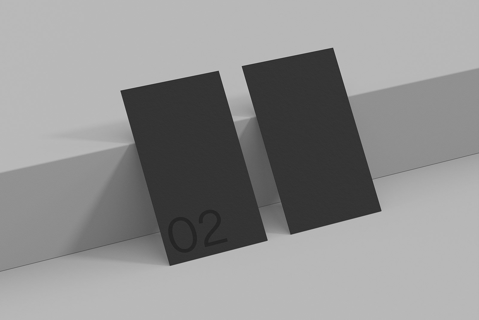 Minimalist black business cards mockup showcasing front and back designs. Perfect for print mockups, branding, and graphic design presentations.