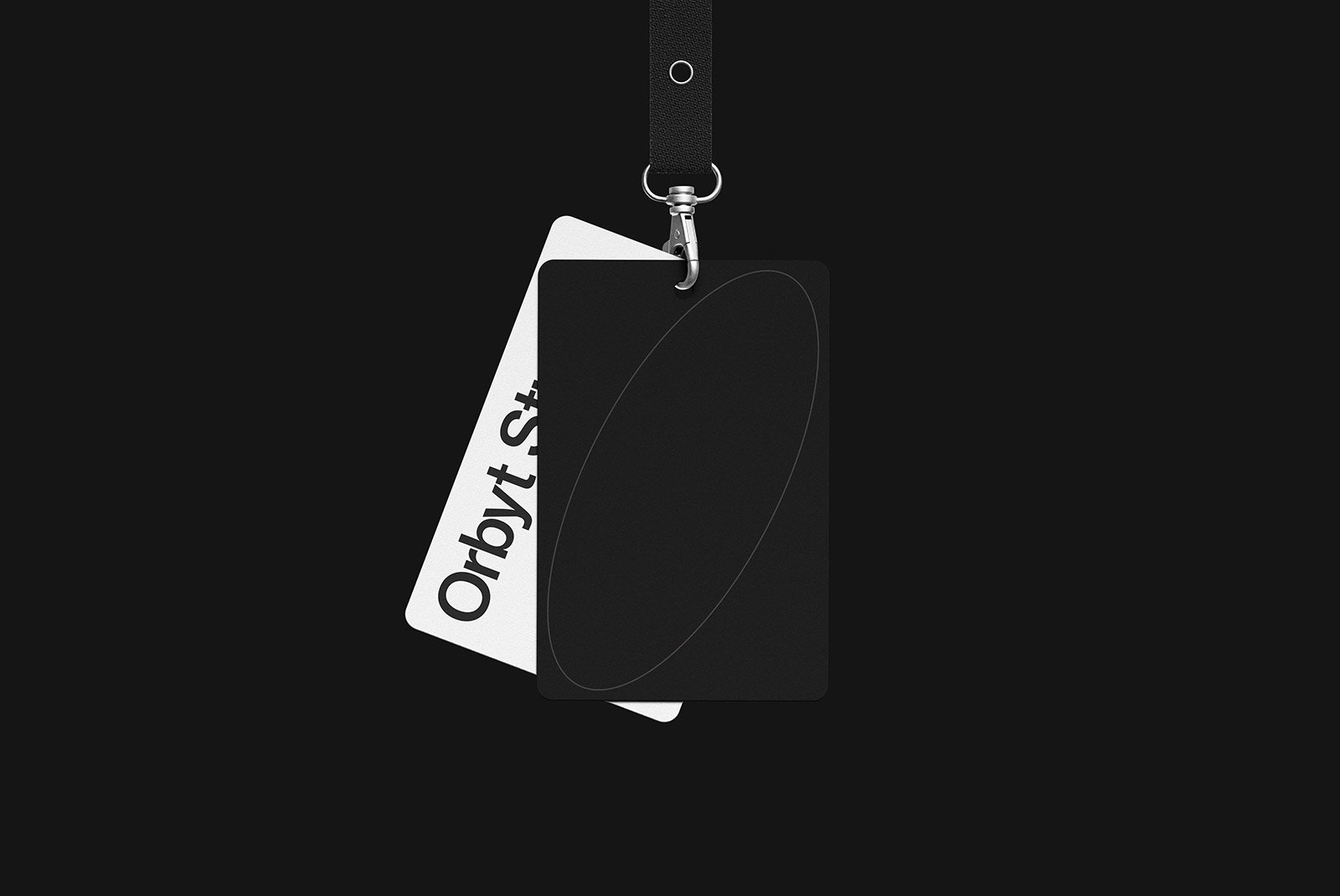Black and white lanyard ID card mockup for graphic designers, ideal for print mockups, packaging mockups, branding, and professional presentations.
