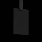 Black hanging tag mockup isolated on dark background ideal for graphic designers looking for high-quality print mockups product branding templates minimalist design