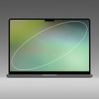 MacBook Pro render with a blank green screen, ideal for tech mockups, digital assets, and graphic design projects. High-resolution, front view.
