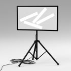 Digital billboard mockup on a tripod stand with cables, suitable for graphic designers. Categories: billboard mockups, print mockups, tech mockups, SEO.