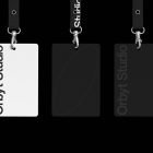 Mockup of three vertical ID badges with lanyards from Orbyt Studio. Ideal for graphic designers. Categories Print mockups, Packaging mockups, Apparel mockups.