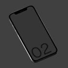 iPhone tech mockup with dark screen and minimalist design highlighting number 02. Ideal for graphic designers and digital assets. Suitable for tech presentation.