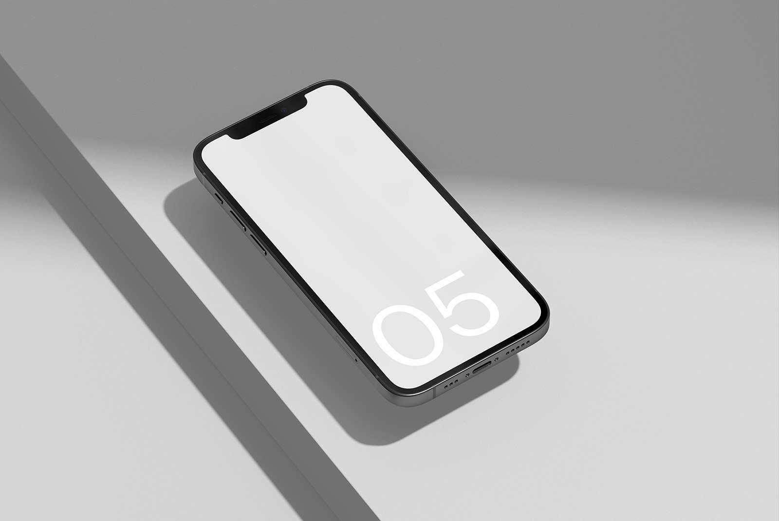 Minimalist smartphone mockup with sleek design placed on a surface perfect for showcasing digital tech assets available for graphic designers and digital artists.