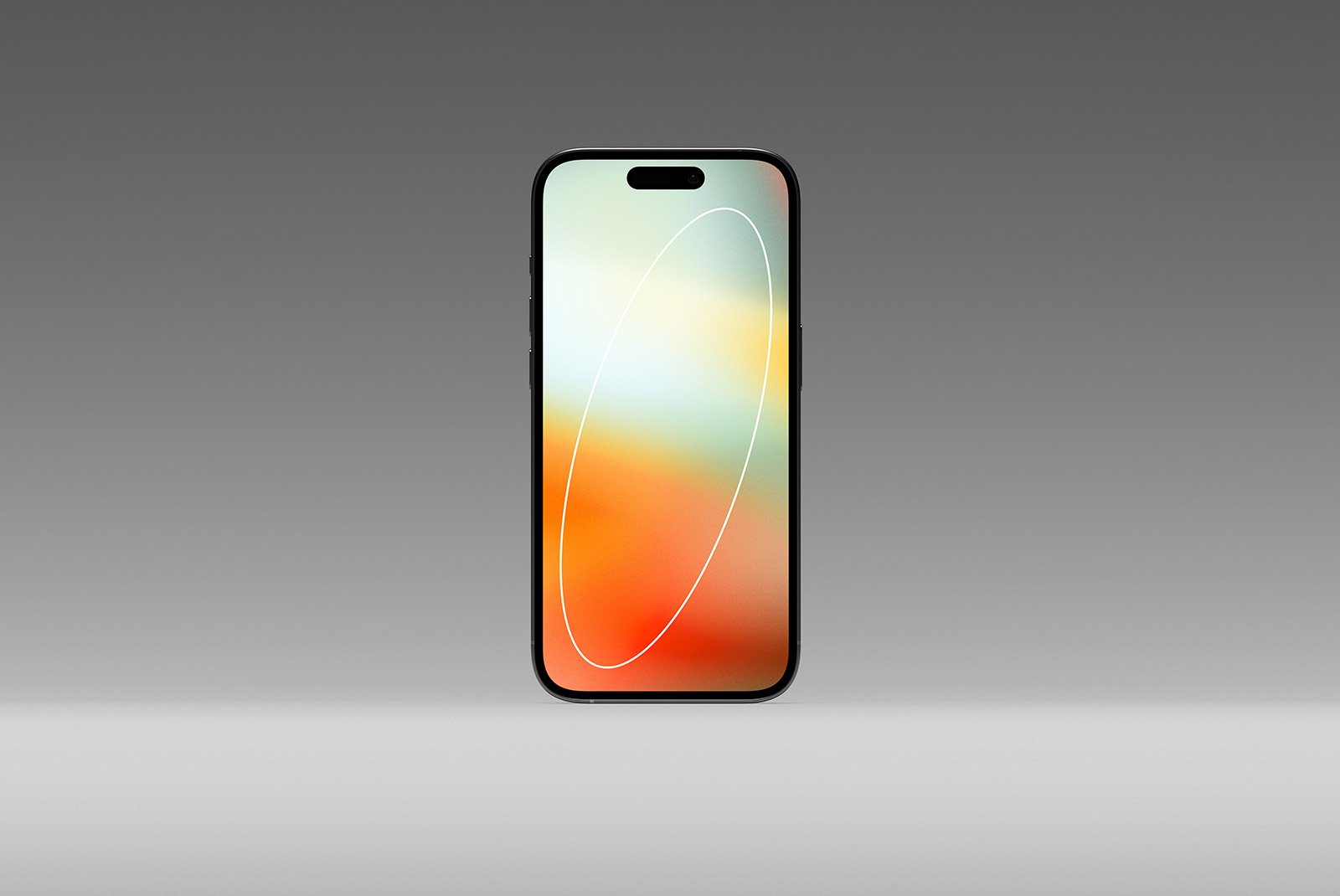 Modern smartphone tech mockup with blank screen against a gradient background. Ideal for graphic designers seeking high-quality tech mockups for digital projects.