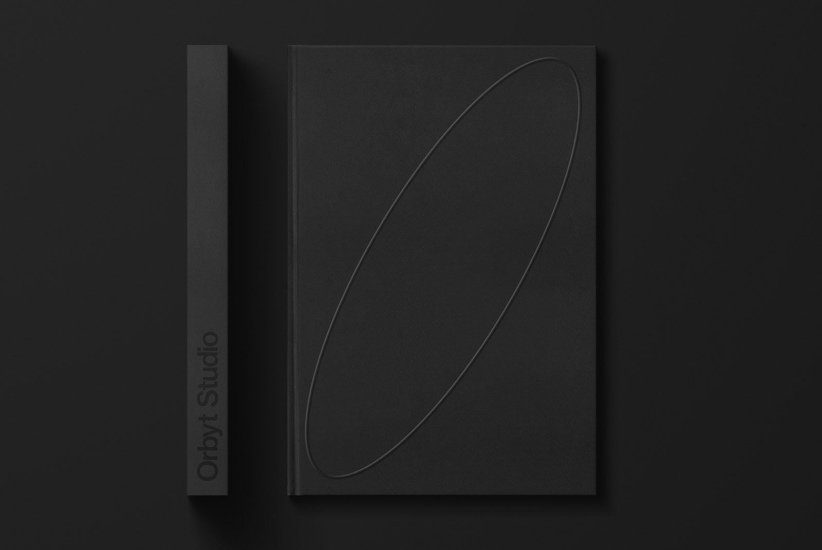 Black matte hardcover book mockup with sleek minimalist design and debossed pattern perfect for print mockups and graphic design resources for graphic designers.