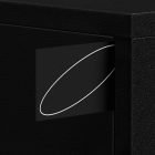 Black textured surface showcasing an abstract graphic design mockup on a rectangular object, ideal for graphic designers seeking minimalistic design assets.