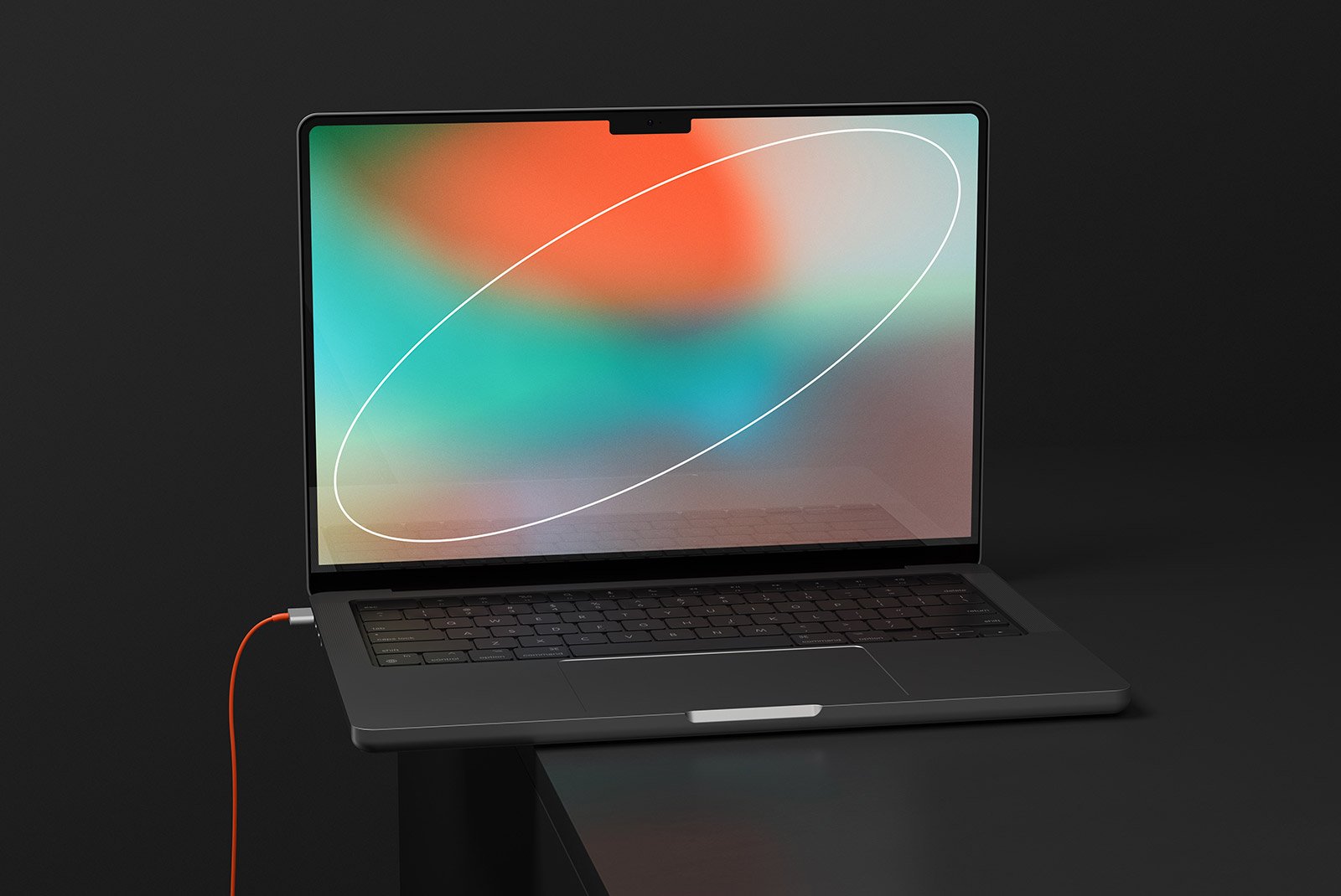 High-resolution tech mockup of a laptop with a colorful screen, perfect for graphic designers creating digital assets and showcasing website designs.