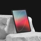 Tablet tech mockup on textured stone surface showcasing digital display for graphic designers digital assets store tech mockups PSD Photoshop effects realism