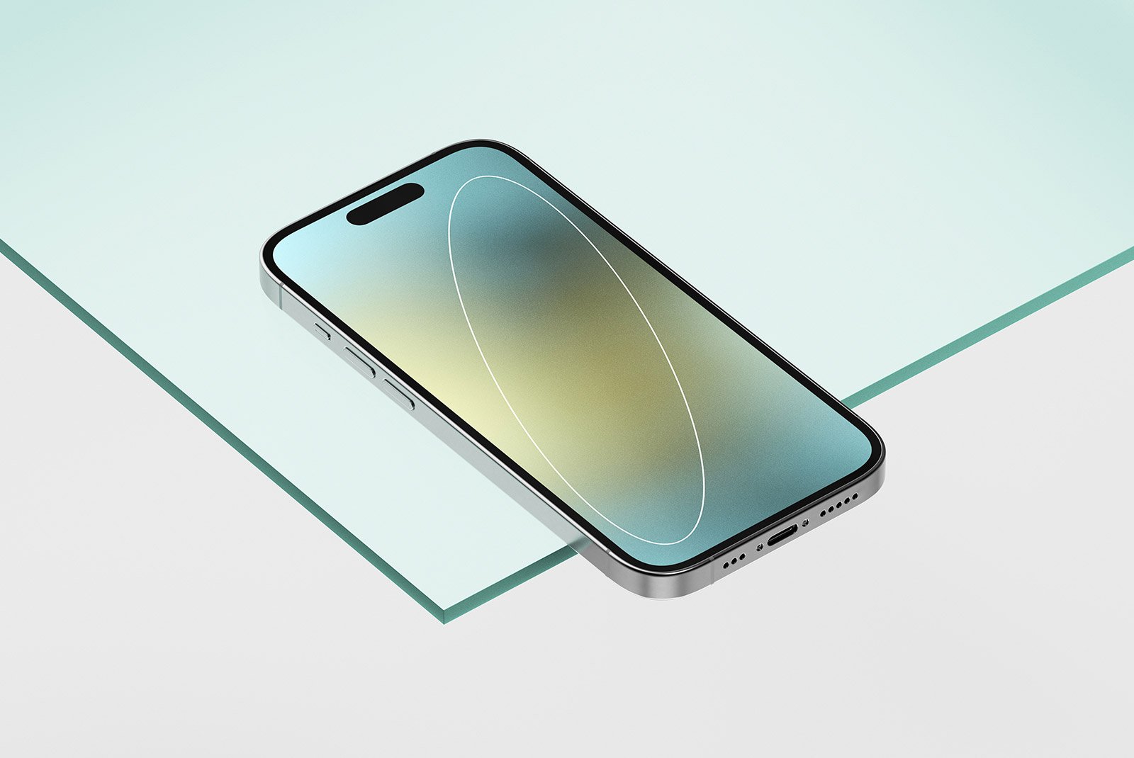 Smartphone mockup featuring a sleek modern design on a glass surface ideal for graphic designers showcasing tech mockups and UI designs digital assets high quality