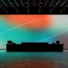 Colorful modern abstract graphic with gradient hues and white streak backdrop. Ideal for print mockups, digital graphics, and graphic designers' projects.