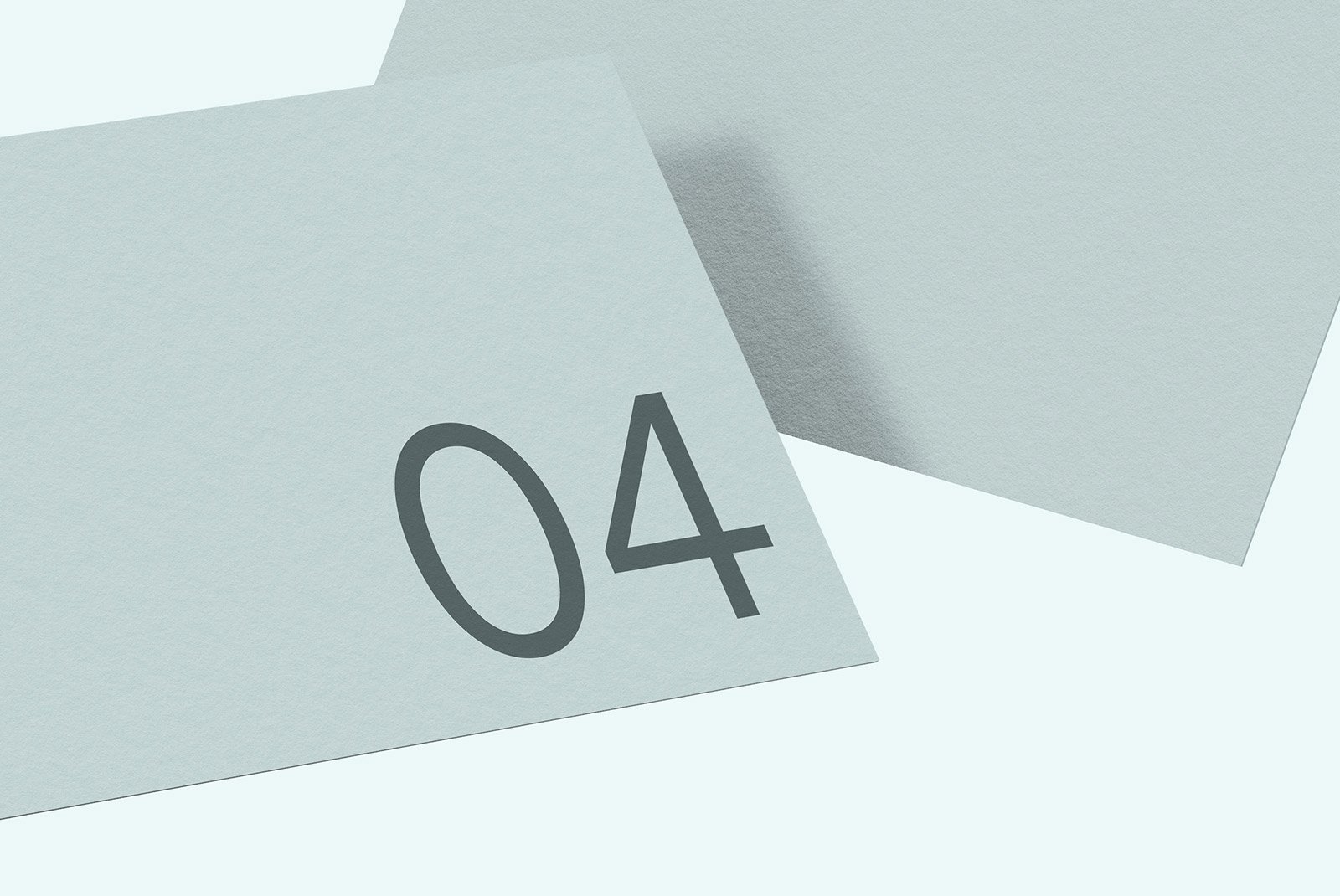 Minimal business card mockup with number 04 in dark gray on light gray textured paper perfect for print mockups portfolio graphic designers professional branding