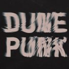 Distorted text effect graphic reads Dune Punk in white on black background ideal for graphic designers seeking unique typography Photoshop effects and mockups.