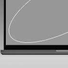 Tech mockup showing part of a laptop with a minimalistic graphic on the screen suitable for use in digital asset designs for graphic designers.
