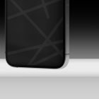 Monochrome smartphone mockup on a gradient background showing the device's sleek design and intricate screen pattern, ideal for tech mockup projects.