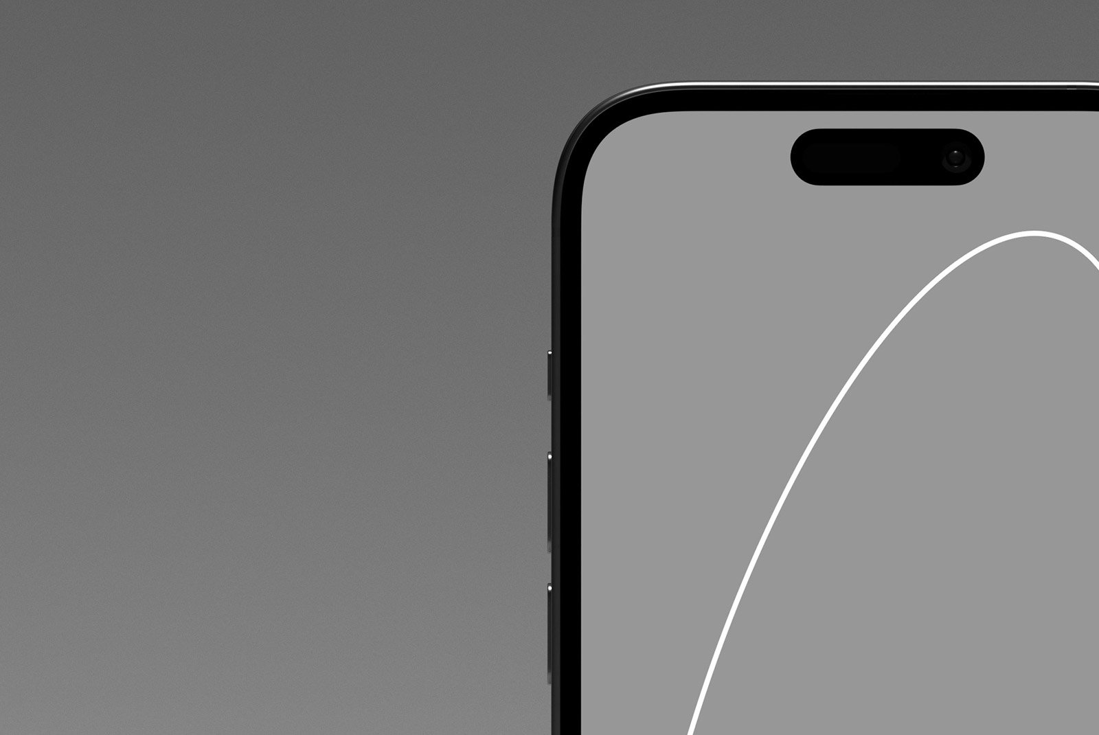 iPhone screen closeup tech mockup for graphic designers with gray gradient background perfect for presenting app designs or screen content in portfolios