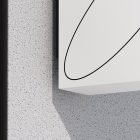 Abstract minimalistic wall art print mockup for graphic designers, featuring white rectangular design with black lines on textured gray surface background
