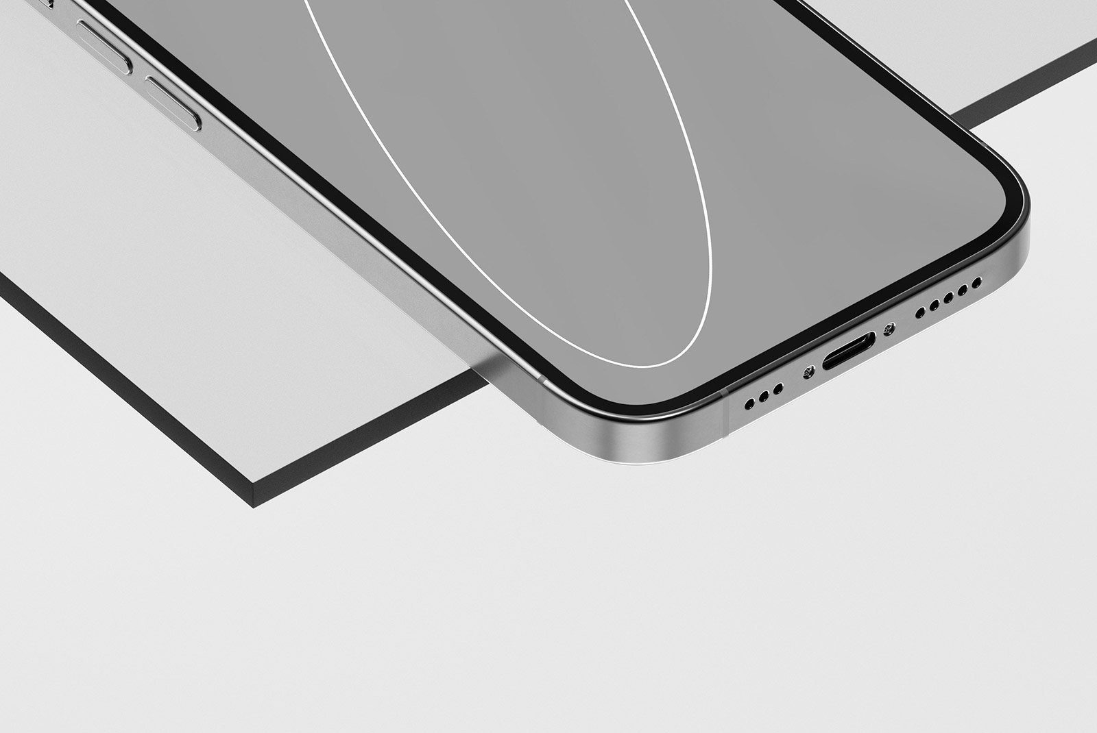 Digital tech mockup showcasing a sleek modern smartphone with minimalist design perfect for app previews and UI demonstrations ideal for graphic designers.