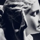 Halftone effect on classical sculpture head ideal for graphics print mockups Photoshop effects digital assets for designers dotted texture portrait profile