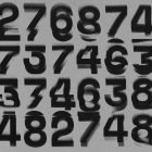Stencil numbers in black spray paint style with a distressed, urban texture. Great for graphics, print mockups, packaging, and tech mockups. Ideal for designers.