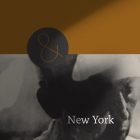 New York themed print mockup featuring a sepia toned design with a circular graphic element ideal for graphic designers seeking vintage aesthetics.