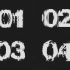 Grunge distorted numbers 01 to 04 on black background perfect for graphic designers digital assets typography Photoshop effects packaging mockups print designs