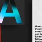 Bold typographic design with a gradient blue letter A on a black background, suitable for print mockups or graphics. Text displayed in the background.