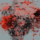 Red and pink flowers with textured Photoshop effect ideal for print mockups graphic designs for designers digital assets site. Beautiful bouquet illustration