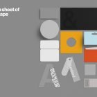 Creative paper cutouts in various shapes and colors on a grey background perfect for print mockups, packaging mockups, and graphic design projects.