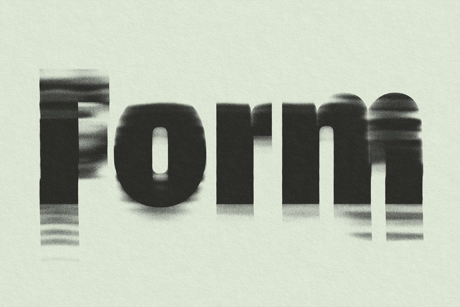 Blur Photoshop effect on bold text Form with grainy textured background perfect for graphic designers creating unique typography and visual effects.