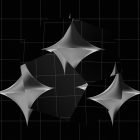 Abstract black and silver geometric shapes on grid background. Ideal for graphic designers Photoshop effects digital assets print mockups tech designs.